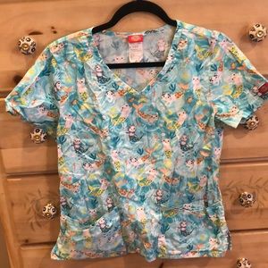 Medium women’s scrub top with cats